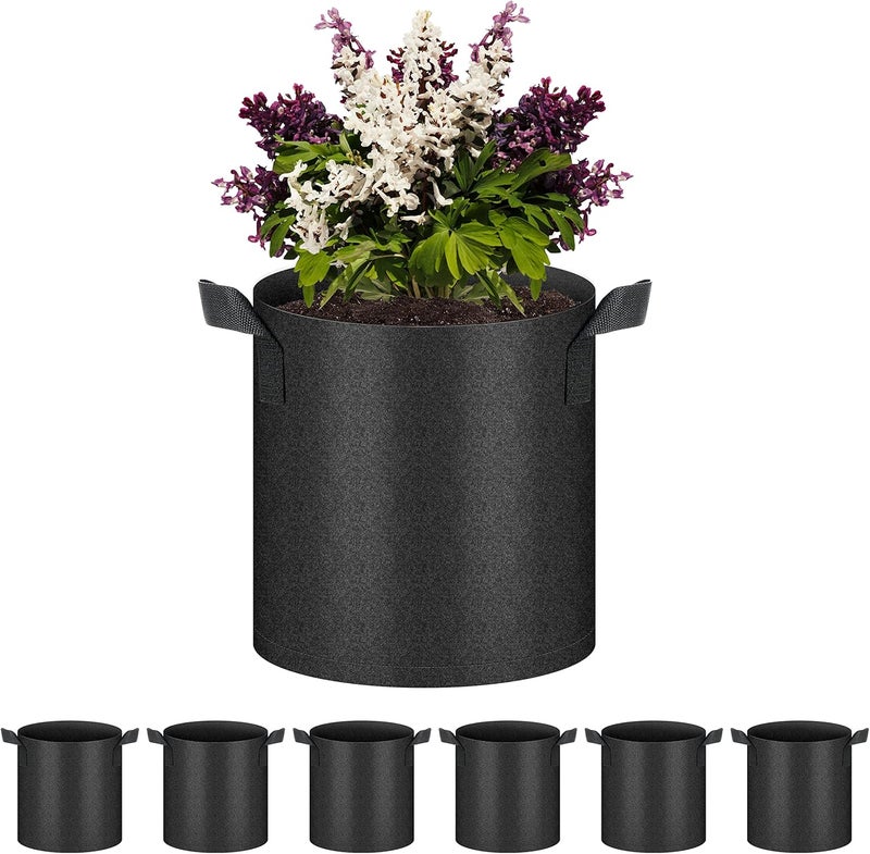 HealSmart 6-Pack 2 Gallon Nonwoven Grow Bags, Aeration Fabric Pots with Handles, Suitable for Garden Fruits, Vegetables and Flowers, Black - Image 1
